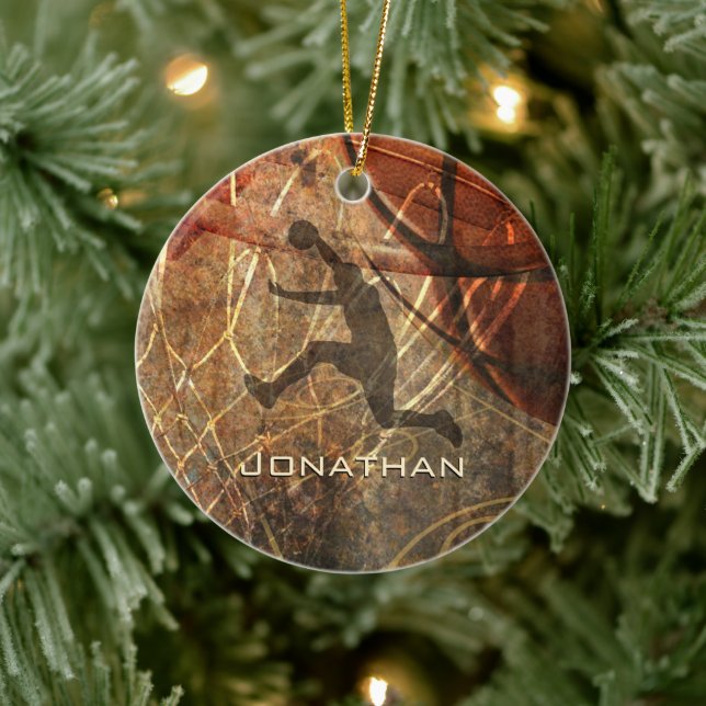 pojkbasketboll grunge sport julgransprydnad keramik (Träd)