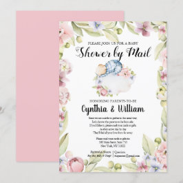 Pojkbjörn Elegant Blommig Grönska Dusch från brevl Inbjudningar