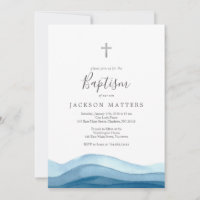 pojkblå baptism inbjudan, första kommunision