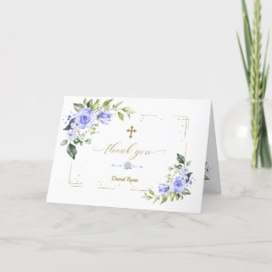 Pojkbysdräktighet i Blåa blommor Guld Glitter i Ko Tack Kort