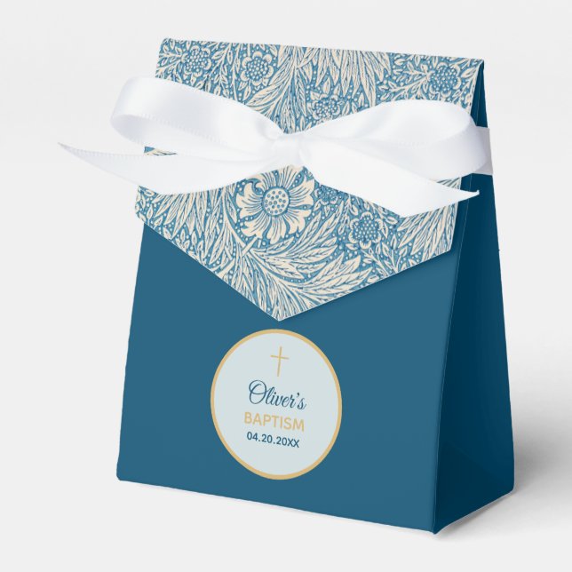 Pojkdop Blå Blommig Marigold William Morris Presentaskar (Framsidan Sidan)