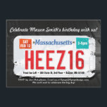Pojke 16th födelsedagMassachusetts inbjudan<br><div class="desc">Tonåring pojkar är hårt att shoppa för är inte dem? Men en tonårs- pojke roterande 16 och att få hans körkort är en milstolpe som ska firas! Det finns överflöd av "sweet sixteen" designer ut där men inte många designer som utrustas in mot pojkarna. Denna design sums upp ditt födelsedagfirande...</div>