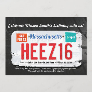 Pojke 16th födelsedagMassachusetts inbjudan