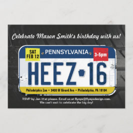Pojke 16th födelsedagPennsylvania licens Invitatio Inbjudningar