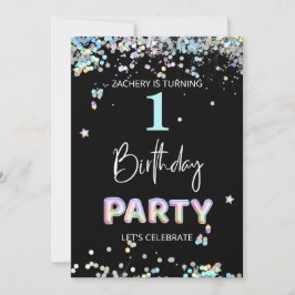 *~* POJKE 1:a BALLOON-födelsedagen  Inbjudningar