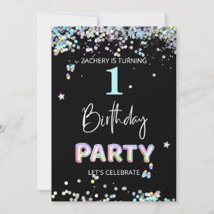 *~* POJKE 1:a BALLOON-födelsedagen  Inbjudningar