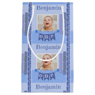 Pojke 1:a födelsedag Blått skrapbock - liten gift