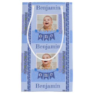 Pojke 1:a födelsedag Blått skrapbock - liten gift 