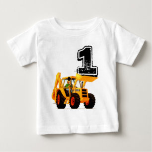 Pojke 1:a födelsedag Gult Digger Construction T Shirt