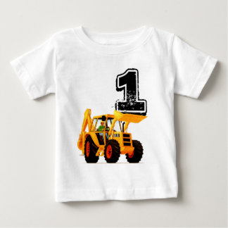 Pojke 1:a födelsedag Gult Digger Construction T Shirt