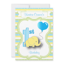 Pojke 1:a födelsedag Party med Baby-elefant