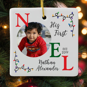 Pojke 1:a julfärgen i färg 1:a Noel Photo Julgransprydnad Keramik