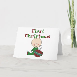 Pojke 1:a julskjortan och julklappar helgkort