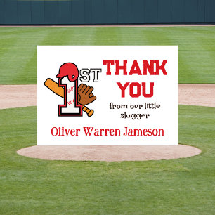 Pojke 1st Birthday Baseball Slugger Tack Kort