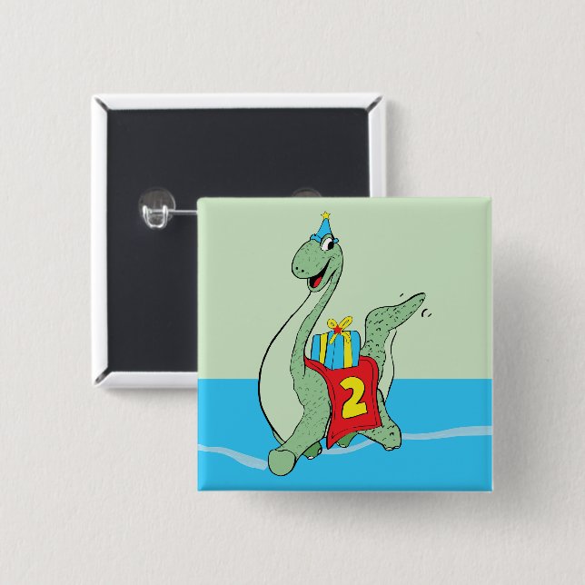 Pojke, 2:a födelsedag Dinosaur Knapp (Framsida & baksida)