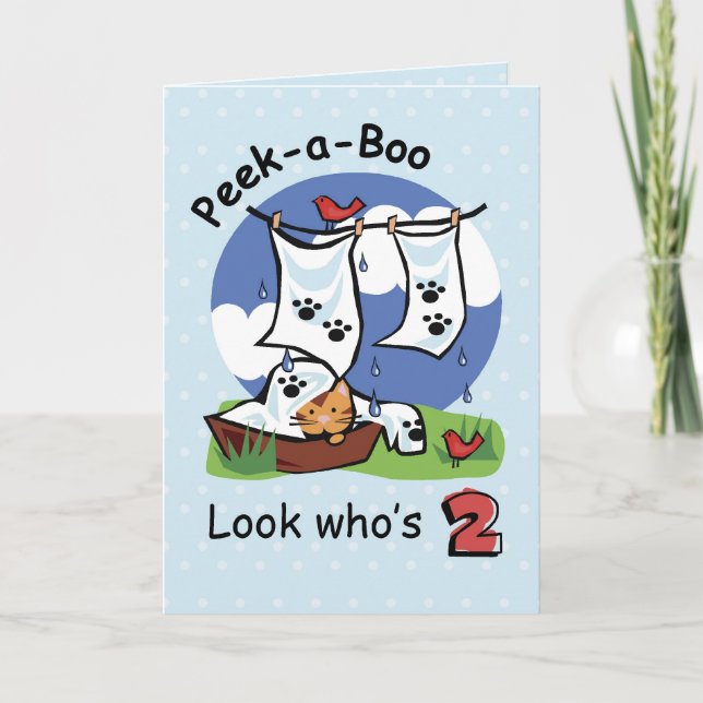 Pojke 2:a födelsedagen, Peek-a-Boo Kitten Kort (Framsida)