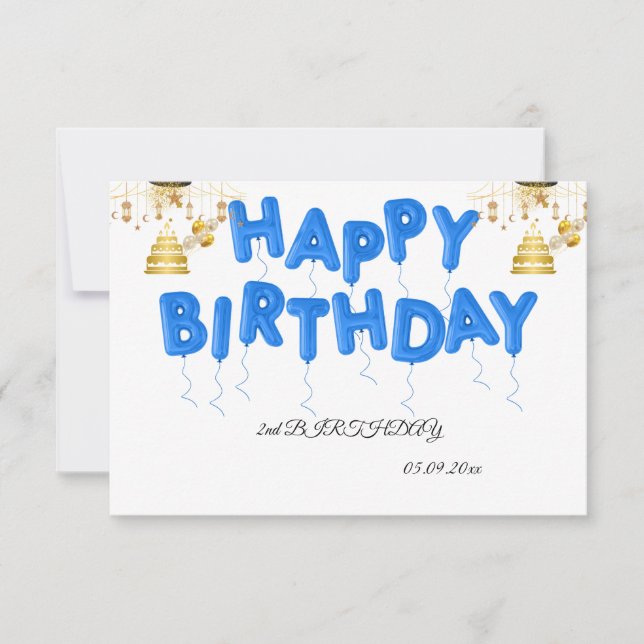 Pojke 2:a födelsedagen - tackkort tack kort (Framsida)