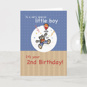 Pojke 2:a Nallen Balloon Birthday Kort