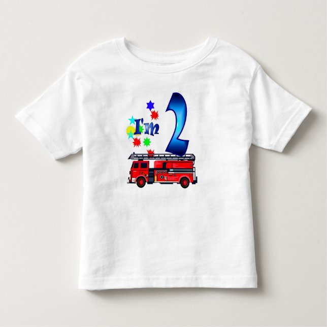 Pojke 2 år brandmotor t-shirt (Framsida)
