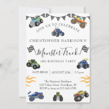Pojke 3-års födelsedagsfest Monster Truck