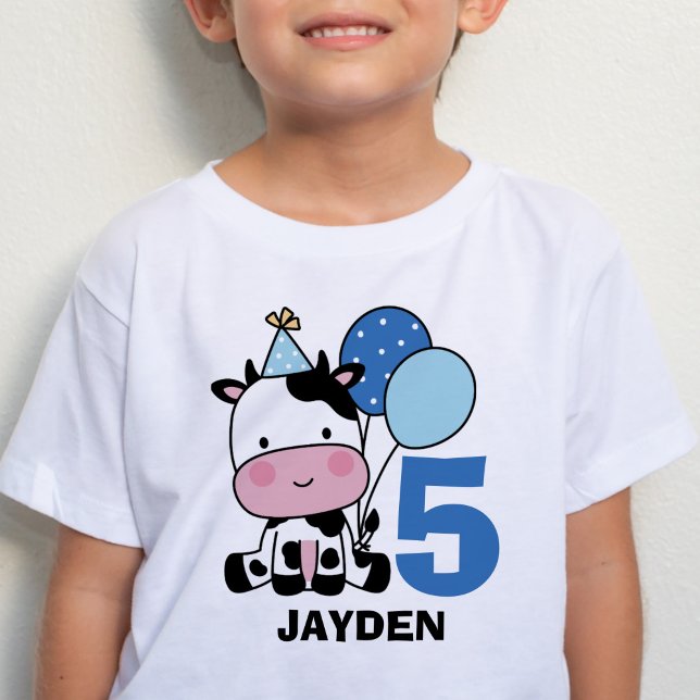 Pojke 5:e födelsedag Personligen Blå ballonger T Shirt (Skapare uppladdad)