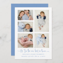 Pojke 5 Photo Collage Blue New Kid Script Birth