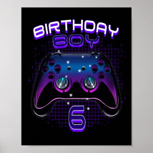 Pojke 6 TV-spelskontroll Gamer 6-årspresent Gif Poster