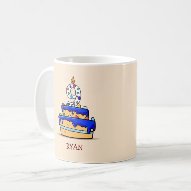 Pojke 9:e födelsedagen, 9:e på sötblåkummel kaffemugg (Framsida vänster)