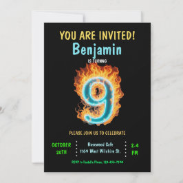 Pojke 9:e födelsedagsinbjudan, pojke 9:e födelseda inbjudningar