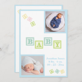 Pojke ABC blockerar blånyfödda foton Baby Meddelande