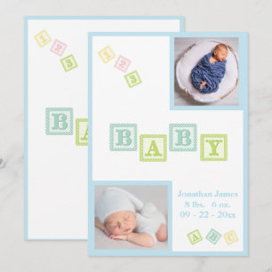 Pojke ABC blockerar blånyfödda foton Baby Meddelande