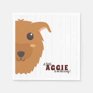 Pojke Aggie Hund Maroon Baby Shower Pappersservett