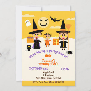 Pojke andra födelsedagen Halloween fest Inbjudningar