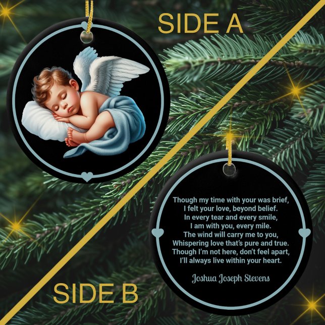 Pojke Angel Memorial Vind Chime Julgransprydnad Keramik (Skapare uppladdad)