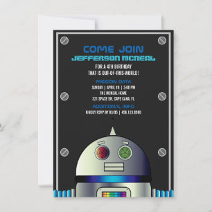 pojke ANY AGY Space ROBOT BIRTHDAY science party Inbjudningar