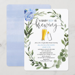 Pojke är Brewing Grey par babydusch Inbjudningar