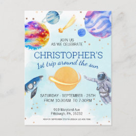 Pojke Astronaut Rymden födelsedagsfest Vykort