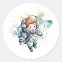 Pojke Astronaut Watercolor Sticker