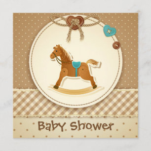Pojke BabShower-inbjudan Rocking Horse Inbjudningar