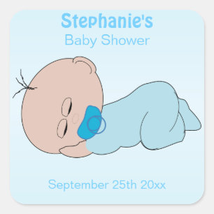 Pojke Baby Shower Fyrkantigt Klistermärke