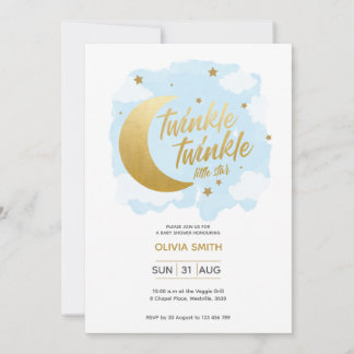 Pojke Baby Shower Inbjudan med Rosa Stars