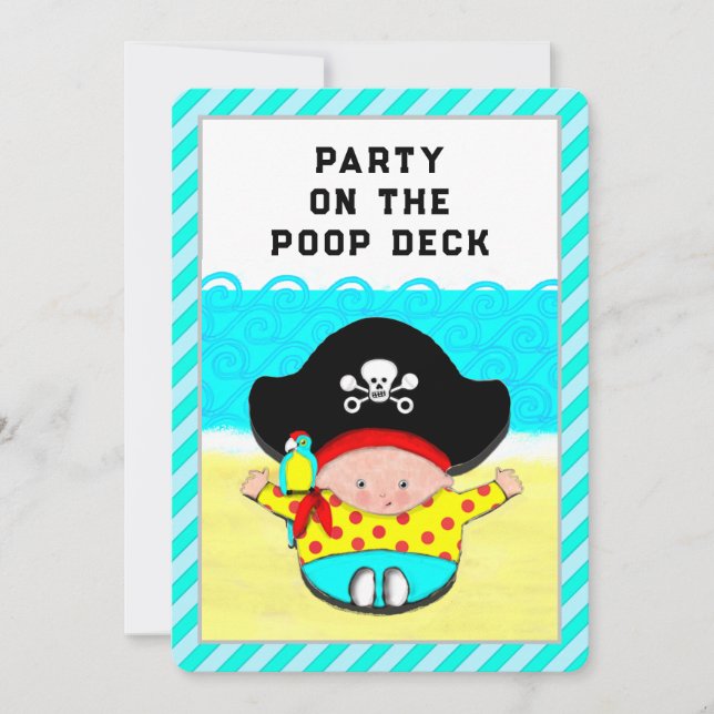 Pojke Baby Shower Pirat Inbjudningar (Framsida)