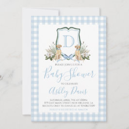 Pojke Baby Shower Preppy Hund Southern Gingham Inbjudningar