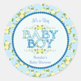 Pojke Baby Shower Stickers Runt Klistermärke