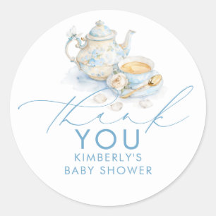 Pojke Baby Shower Tea Party Tack För Favors Runt Klistermärke