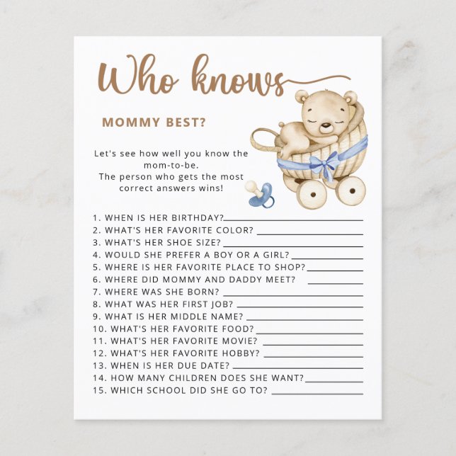 Pojke babydusch gissar hur många nallar (Framsida)