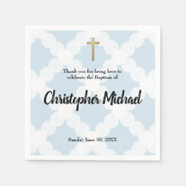 Pojke Baptism, blå och vit cirkel mönster Pappersservett