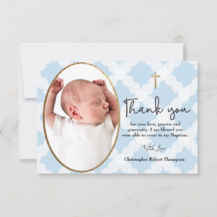 Pojke Baptism, foto Mönster Blue White Tack Kort