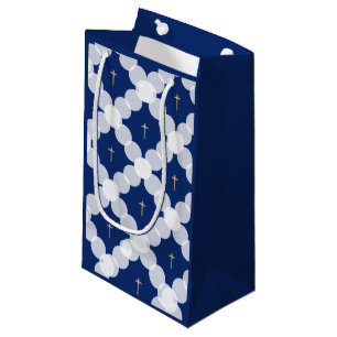 Pojke-baptism Mörk blått guld kor-vit