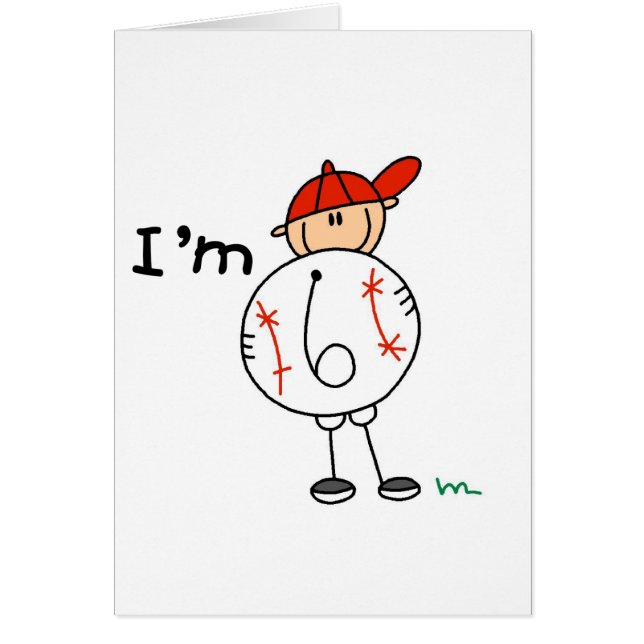 Pojke baseball mig förmiddag 6 Tshirts och gåvor Hälsningskort (Framsidan)